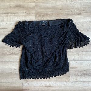 Vintage JMD New York Beaded shirt top intricately beaded off the shoulder shirt